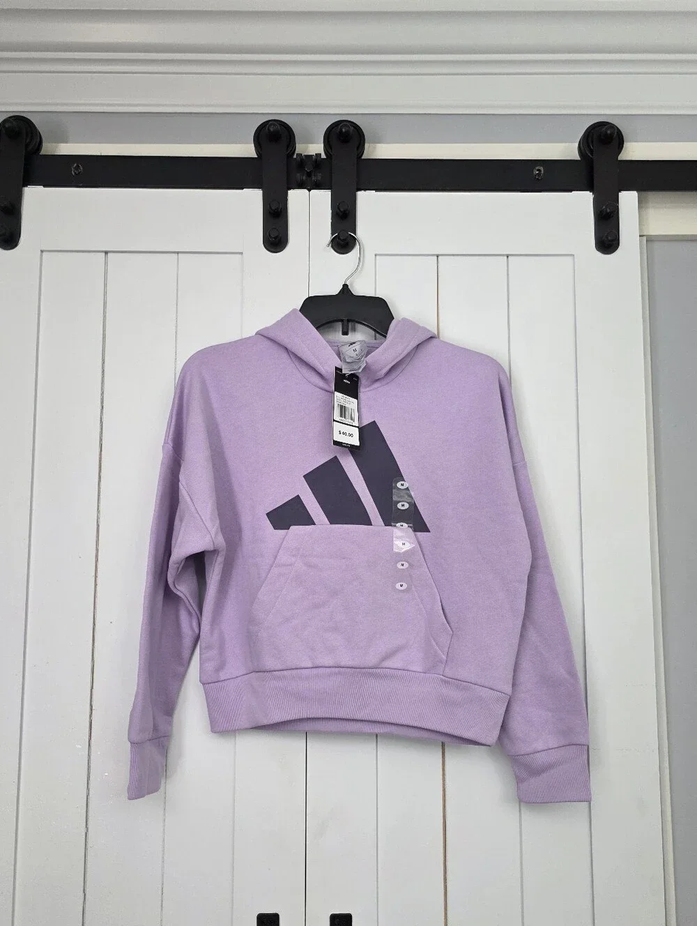 Adidas Girls' Essential Big Logo Fleece Pullover Hoodie. NEW!
